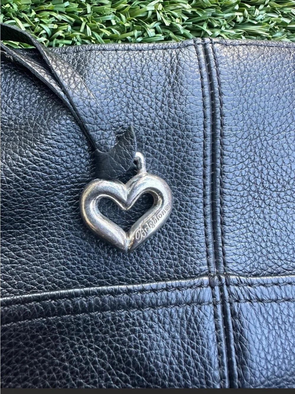 Brighton Black Pebbled Leather Hobo with Heart Charm